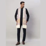 Men's Oversized Cashmere Shawl White Floral - Image 5