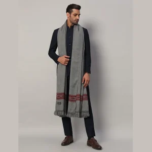 Men's Oversized Grey Soft Wool Shawl - Image 3