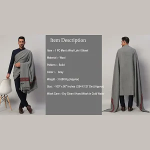 Men's Oversized Grey Soft Wool Shawl - Image 9