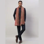 Men's Oversized Wrap Beige & Green Floral Shawl - Image 3