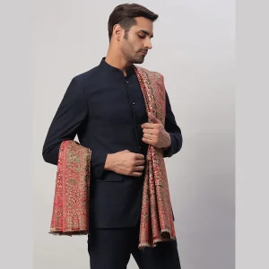Men's Oversized Wrap Beige & Green Floral Shawl - Image 5