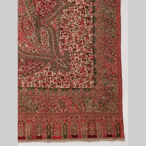 Men's Oversized Wrap Beige & Green Floral Shawl - Image 7