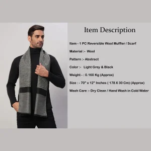 Men's Reversible Abstract Pattern Soft Wool Muffler - Image 8