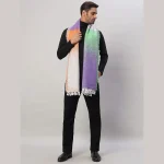 Men's Reversible Acrylic Wool Scarf Purple Striped - Image 5