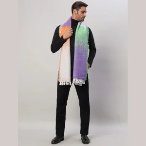 Men's Reversible Acrylic Wool Scarf Purple Striped - Image 5