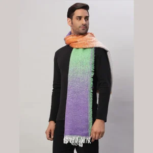 Men's Reversible Acrylic Wool Scarf Purple Striped - Image 3