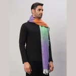 Men's Reversible Acrylic Wool Scarf Purple Striped - Image 4