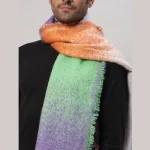 Men's Reversible Acrylic Wool Scarf Purple Striped - Image 6