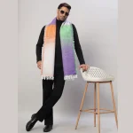 Men's Reversible Acrylic Wool Scarf Purple Striped - Image 2
