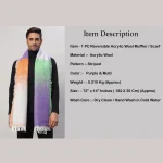 Men's Reversible Acrylic Wool Scarf Purple Striped - Image 8