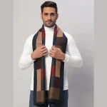 Men's Reversible Blue & Brown Check Pattern Muffler Gift