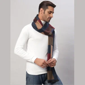 Men's Reversible Blue & Brown Check Pattern Muffler Gift - Image 4