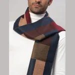 Men's Reversible Blue & Brown Check Pattern Muffler Gift - Image 6