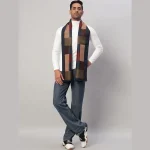 Men's Reversible Blue & Brown Check Pattern Muffler Gift - Image 5
