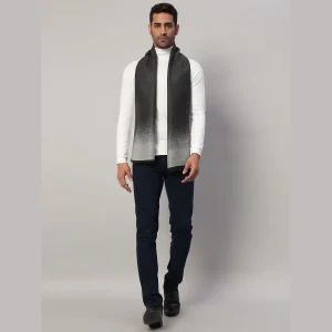 Men's Reversible Warm Wool Scarf Grey & Black Ombre - Image 5