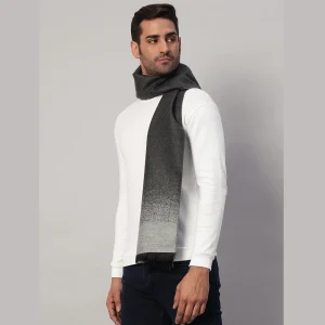 Men's Reversible Warm Wool Scarf Grey & Black Ombre - Image 3