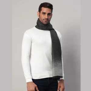 Men's Reversible Warm Wool Scarf Grey & Black Ombre - Image 4
