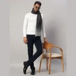 Men's Reversible Warm Wool Scarf Grey & Black Ombre - Image 2