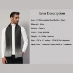 Men's Reversible Warm Wool Scarf Grey & Black Ombre - Image 8