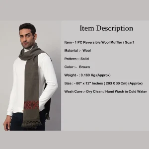 Men's Solid Brown Wool Muffler - Image 8