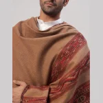 Men's Solid Brown Wool Shawl Winter Wrap - Image 5