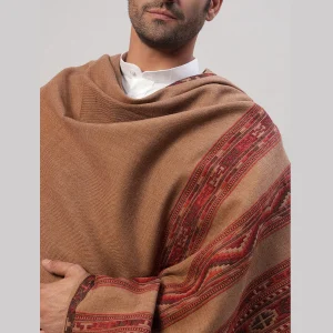 Men's Solid Brown Wool Shawl Winter Wrap - Image 5