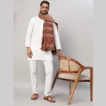 Men's Solid Brown Wool Shawl Winter Wrap - Image 2
