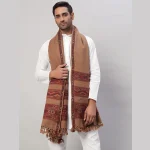 Men's Solid Brown Wool Shawl Winter Wrap - Image 3