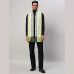 Men's Super Soft Wool Scarf Green Striped Muffler - Image 5