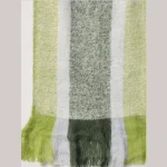 Men's Super Soft Wool Scarf Green Striped Muffler - Image 7