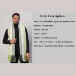 Men's Super Soft Wool Scarf Green Striped Muffler - Image 8