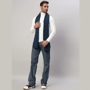Men's Teal Blue Knitted Neck Wraps Muffler - Image 5