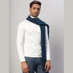 Men's Teal Blue Knitted Neck Wraps Muffler - Image 4