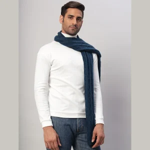 Men's Teal Blue Knitted Neck Wraps Muffler - Image 4