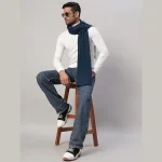 Men's Teal Blue Knitted Neck Wraps Muffler - Image 2