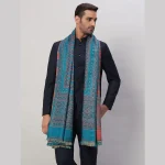 Men's Turquoise Wool Shawl Foulard Style Stole