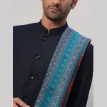Men's Turquoise Wool Shawl Foulard Style Stole - Image 6