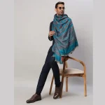 Men's Turquoise Wool Shawl Foulard Style Stole - Image 2