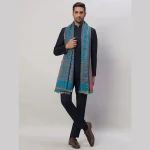 Men's Turquoise Wool Shawl Foulard Style Stole - Image 5