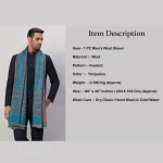 Men's Turquoise Wool Shawl Foulard Style Stole - Image 8