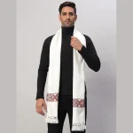 Men's White Wool Muffler Solid Cashmere Scarves