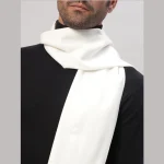Men's White Wool Muffler Solid Cashmere Scarves - Image 6