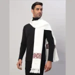 Men's White Wool Muffler Solid Cashmere Scarves - Image 3