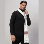 Men's White Wool Muffler Solid Cashmere Scarves - Image 4