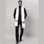 Men's White Wool Muffler Solid Cashmere Scarves - Image 5
