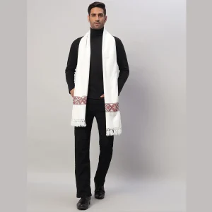 Men's White Wool Muffler Solid Cashmere Scarves - Image 5