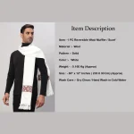 Men's White Wool Muffler Solid Cashmere Scarves - Image 8