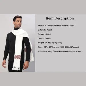 Men's White Wool Muffler Solid Cashmere Scarves - Image 8
