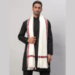 Men's White Wool Pashmina Wrap Shawl