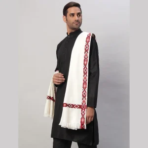 Men's White Wool Pashmina Wrap Shawl - Image 4
